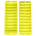 Detail showing the grid structure of two yellow rectangular silicone ice cube trays - Double Layer Strip / 12 Grids / Bright yellow