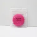 Single ALYAN round pink powder puff in a frosted plastic resealable storage bag - Rose Red