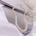 Elegant French vintage multi-layer baroque freshwater pearl necklace with silver clasp - Silver Baroque Necklace / Silver Buckle White Pearls