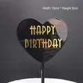 Elegante adorno para tarta de cumpleaños de plástico negro con forma de corazón - Topper de Corazón / Negro