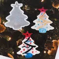 Detailed view of DIY Christmas tree silicone resin mold with finished festive pendants - 60-917 White (Christmas Tree with Star)