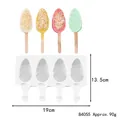 Professional 4-cavity white silicone popsicle mold with detailed dimensions and weight info - Water Drop Shape (84055) / 4 Pieces/Pack