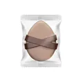 Professional brown teardrop makeup puff with double ribbons in clear sealed plastic bag - Oval Teardrop / Individual Packaging / Coffee