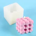 3D geometric bubble cube silicone mold for DIY handmade pink scented candle making projects - Mini Bubble Cube Style (50-2544) / S / White