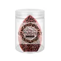 Leopard print makeup sponge in a clear storage jar, variant view for SKU selection. - Three-Side Cut / Leopard Cylinder Box Pack / Honey Pink