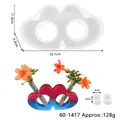 Double heart silicone mold for DIY test tube flower vase with dimensions and weight - Double Heart Mold 60-1417