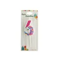 Pink unicorn-themed number 6 birthday candle for girls birthday party cake decoration - Unicorn Number 6