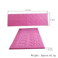 Detailed dimensions of pink silicone fondant lace mold for cake decoration, 34.4x10x0.3cm. - Floral Wave Lace (50-162-A) / Pink (50-162-A) / Pink