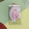 Elegante vela de cumpleaños número 6 con purpurina rosa y un lindo lazo decorativo - Vela de Número Lazo Rosa 6