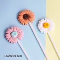 Set of 3cm resin daisy flower cake toppers for dessert decoration and party baking - White Orange Pink Set (3 Pieces)