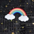 Taartdecoratie regenboog en wolk van polymeerklei, afmetingen 6,2 cm bij 3,8 cm - Zeven Kleuren Wolk Regenboog
