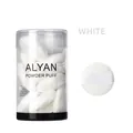 10pcs mini white crystal velvet round powder puffs in a transparent cylinder storage case - Round / 10 Pieces / White