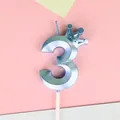 Vela de cumpleaños número 3 azul claro con corona para decoración de pasteles - Estilo 3 / Azul