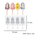 4-cavity heart silicone ice cream mold with dimensions 18.6x12.5cm and 4 sticks - Small Double Heart (84052) / 4 Pieces/Pack