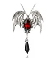 Gothic Fledermaus Halskette mit rotem Edelstein und schwarzem Kristallanhänger - Große Fledermaus Halskette (1#) / Rot