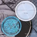 Molde de silicona para posavasos DIY de 11,8 cm con muestra de purpurina azul brillante - Molde de Posavasos Redondo (60-221)