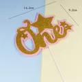 Dimensions of glitter 'One' cake topper for first birthday cake decoration - One Pink Topper