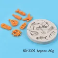Round silicone mold with marine beach shapes like fish skeleton and sailboat - 50-3309-B
