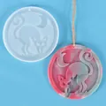 Halloween cat and moon silicone mold for DIY resin or wax hanging pendant ornament - Cat & Moon Mold (60-980-D)