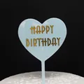 Decoración de pastel de corazón azul claro con texto dorado Happy Birthday para fiestas - Topper de Corazón / Azul
