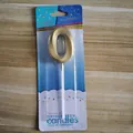 Vela de cumpleaños número 0 dorada para decoración de pasteles en blíster original - Número 0 / Dorado