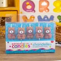 Set of five cute brown bear birthday candles with red heart details for cake decoration - Cute Heart Bear Candle / 5 Pieces