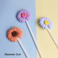Colorful resin daisy cake toppers in purple blue and orange colors with 3cm diameter size - Blue Purple Orange Set (3 Pieces)