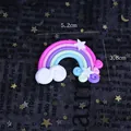 Kleurrijke regenboog taarttopper van zachte klei met sterren en wolken, maat 5,2 cm. - Paars Roze Ster Regenboog