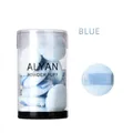 Set of 10 blue round crystal velvet powder puffs in a transparent cylinder container - Round / 10 Pieces / Blue