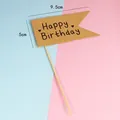 Kraftpapier Happy Birthday taarttopper vlaggetje met afmetingen 9,5x5cm decoratie - Vlag Vorm Verjaardag