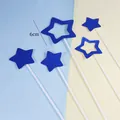 Décorations de gâteau en forme d'étoile bleue pailletée pour fêtes et anniversaires. - Pack de 5 / Bleu foncé