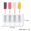 4-cavity white silicone popsicle mold with spiral design dimensions 19.2x11.2cm - Candy-Haws Shape (84050) / 4 Pieces/Pack