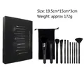 Professional 11-piece black makeup brush set with wooden handles and velvet pouch - 11 Piece Makeup Brush Set / Black