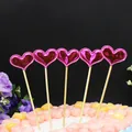 Adornos decorativos para pasteles con forma de corazón rosa metálico para cumpleaños - Corazón Rojo Rosa (5 Piezas)