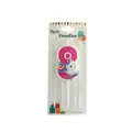 Pink unicorn number 8 birthday candle for cake decoration in retail packaging display - Unicorn Number 8
