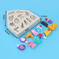 Versatile grey silicone mold for DIY resin crafts featuring handbag dress and lipstick shapes - 50-3321-B
