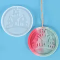 Halloween haunted house silicone mold for DIY resin and plaster hanging ornaments - Haunted House Mold (60-981-D)