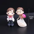 Cute cartoon wedding couple figurines set for cake topper and home decoration 6cm height - Wedding White Couple / 1 Pair (6cm)