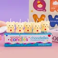 5-pack cream bear birthday candles with heart detail for creative cake decoration - Beige Heart Gesture Bear Candle / 5 Pieces