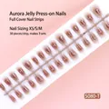 Detail of 30pcs gradient nude press-on nails on strip in sizes XS, S, and M - Coagulated Lipid Gradient New Chinese Minimalist Style (S080-T) / 30 Packs