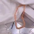 Vintage peach baroque natural pearl necklace, elegant Korean style jewelry for women. - Pink Baroque