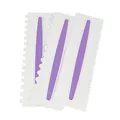 Set of three white and purple serrated plastic cake cream scrapers for baking decor - Purple Non-Slip Scraper Set (52127) / Three-Piece Set / White and Purple