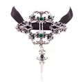 Vintage Gothic Vampir Fledermaus Choker Kette mit grünen Steinen und schwarzem Band - Choker-Halskette (32#) / Grün