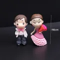 Cute cartoon bride and groom wedding figurines for cake toppers and gift favors 6cm height - Wedding Pink Couple / 1 Pair (6cm)