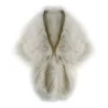 Elegant ivory faux fur bridal shawl cape for autumn and winter wedding dress accessories - Tops / 145x35cm / White (Long Fur With Collar)