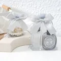 Elegant silver organza jewelry storage bag with satin bow drawstring for gift packaging - 11*16cm / Gray