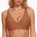 Comfortable seamless wireless push-up bra in caramel brown finish for modern women - Brown