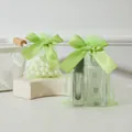 Light green organza jewelry drawstring bag with satin bow for gift and cosmetic packaging - Bowknot Mesh Bag / 9x12cm / Fruit Green