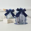 Elegant navy blue organza drawstring jewelry bag with large satin bow for gift packaging - Bowknot Mesh Bag / 9*12cm / Navy Blue
