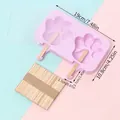 Pink cat paw shaped silicone popsicle mold set with lid and wooden sticks, 19cm size - Bear Paw Shape (79105) / 2 Cavities (Includes 50 Sticks)